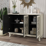 JIMSMAISON Retro yet classic mirrored sideboard, the farmhouse-style cabinet is matched with a drop-shaped silver metal handle, which perfectly integrates modern elements