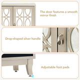 JIMSMAISON Retro yet classic mirrored sideboard, the farmhouse-style cabinet is matched with a drop-shaped silver metal handle, which perfectly integrates modern elements