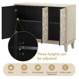 JIMSMAISON Retro yet classic mirrored sideboard, the farmhouse-style cabinet is matched with a drop-shaped silver metal handle, which perfectly integrates modern elements
