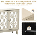 JIMSMAISON Retro yet classic mirrored sideboard, the farmhouse-style cabinet is matched with a drop-shaped silver metal handle, which perfectly integrates modern elements
