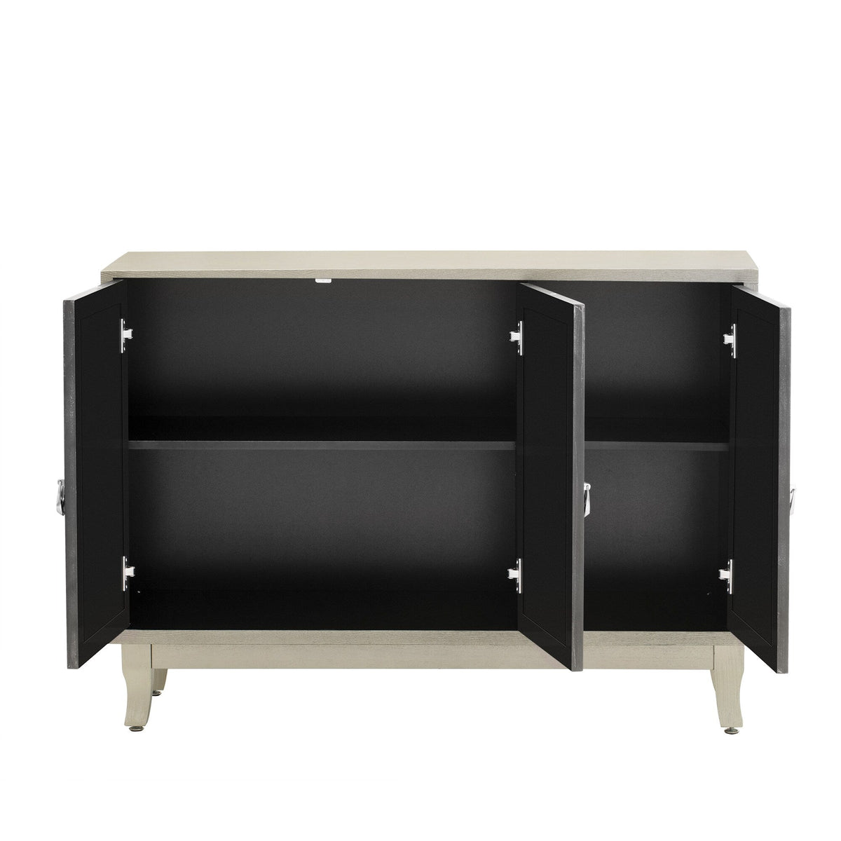 JIMSMAISON Retro yet classic mirrored sideboard, the farmhouse-style cabinet is matched with a drop-shaped silver metal handle, which perfectly integrates modern elements