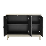 JIMSMAISON Retro yet classic mirrored sideboard, the farmhouse-style cabinet is matched with a drop-shaped silver metal handle, which perfectly integrates modern elements