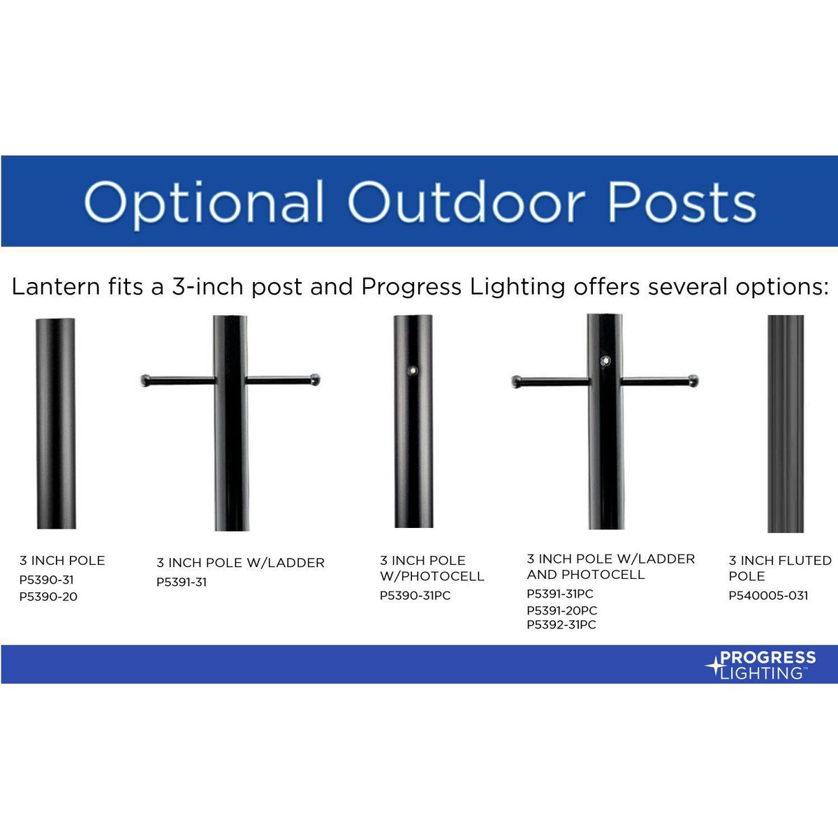 Progress Lighting Outdoor Posts 84-in Black Fluted Traditional Pole