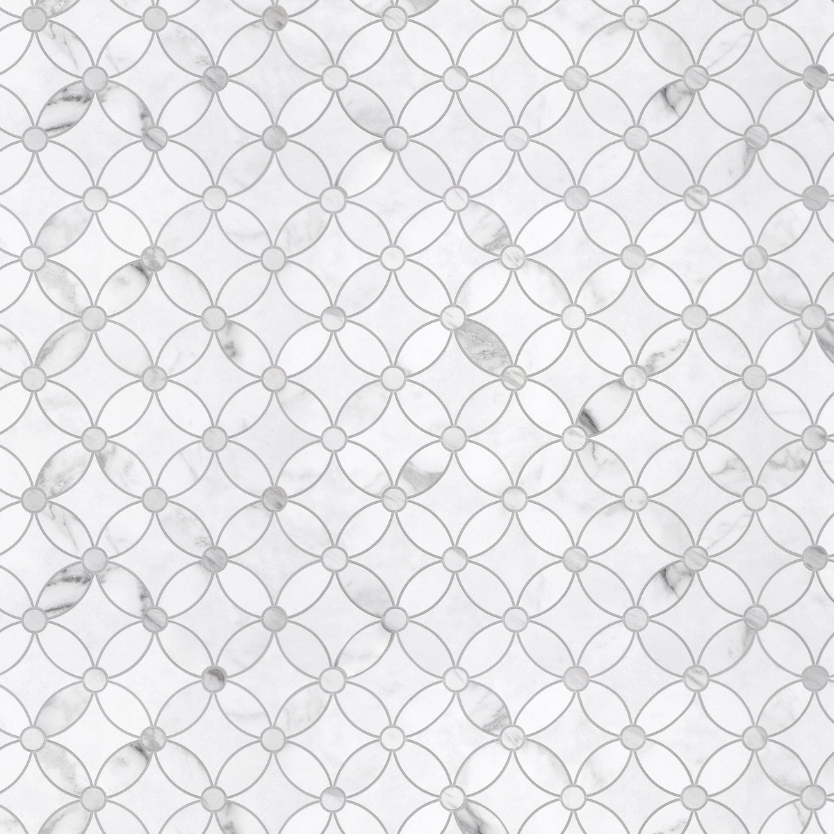 SUNWINGS Coin Waterjet Carrara White 11-in x 11-in Matte Composite Marble look Octagon Peel and stick Mosaic Wall Tile product image
