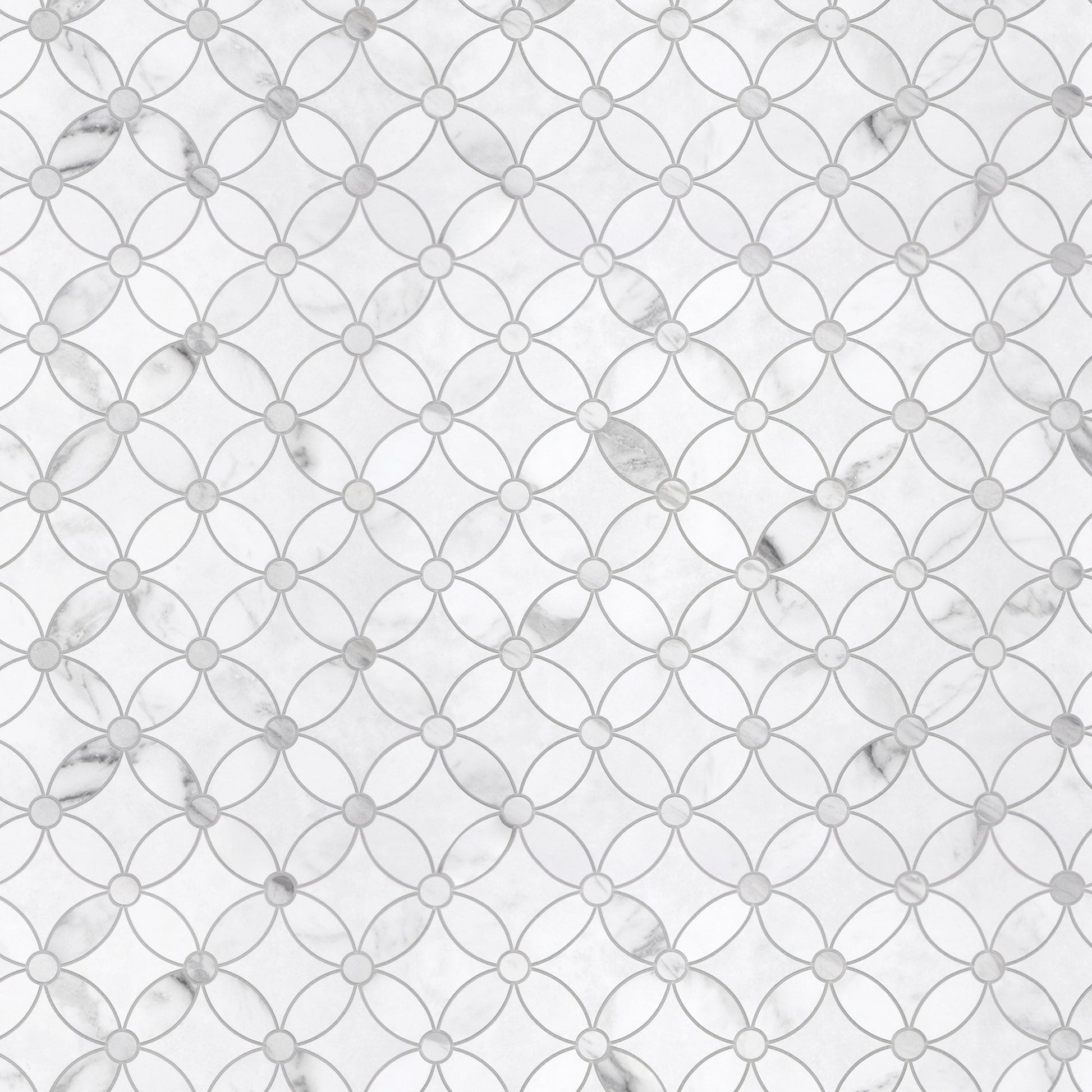 SUNWINGS Coin Waterjet Carrara White 11-in x 11-in Matte Composite Marble look Octagon Peel and stick Mosaic Wall Tile product image