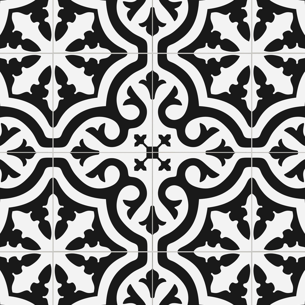 SUNWINGS Patterned Black and White 12-in x 12-in Matte Composite Patterned Peel and stick Mosaic Wall Tile product image