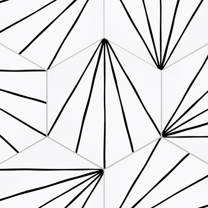 SUNWINGS Art Deco White 6-in x 7-in Matte Composite Hexagon Peel and stick Mosaic Wall Tile product image