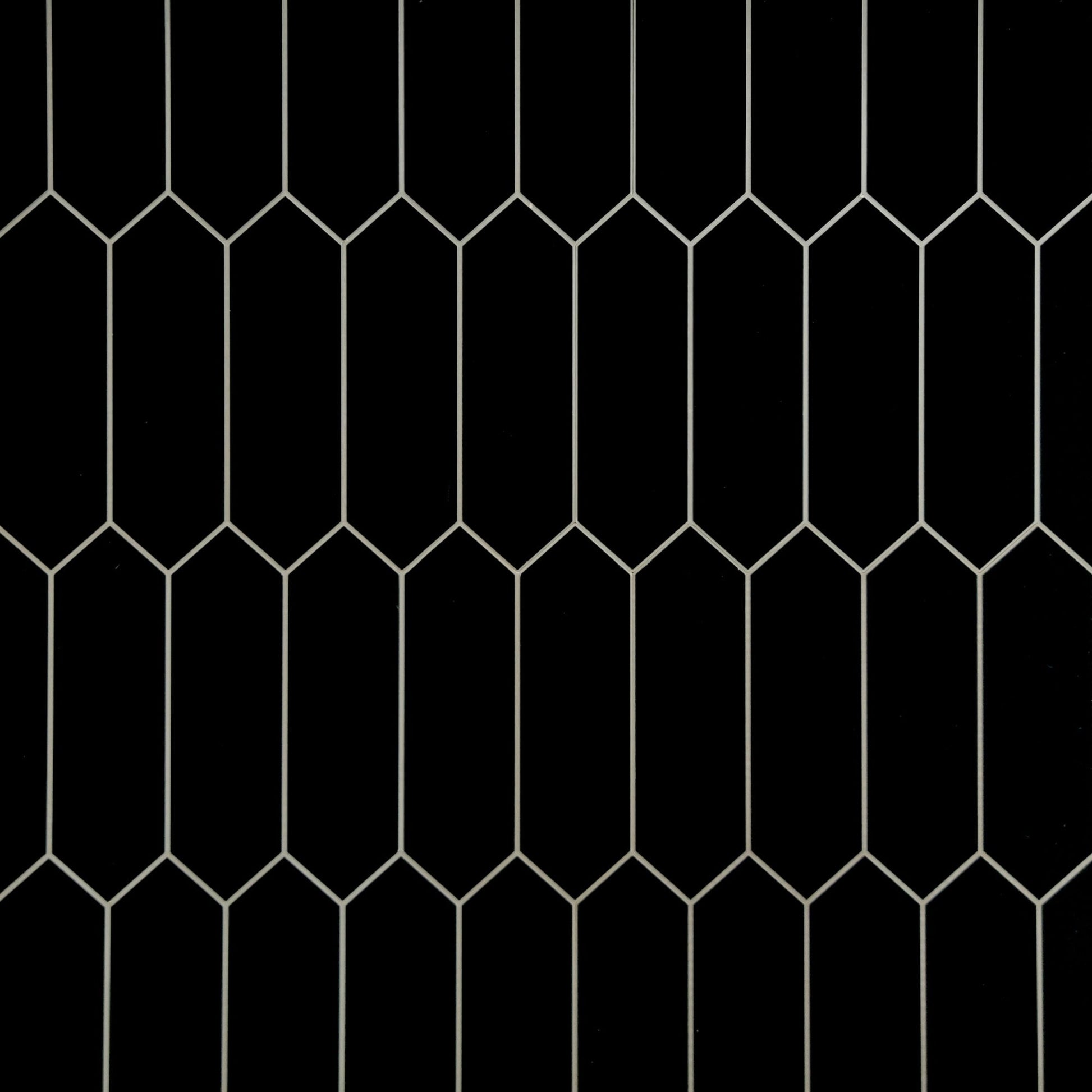 SUNWINGS Picket Black 11-in x 12-in Matte Composite Hexagon Peel and stick Mosaic Wall Tile product image
