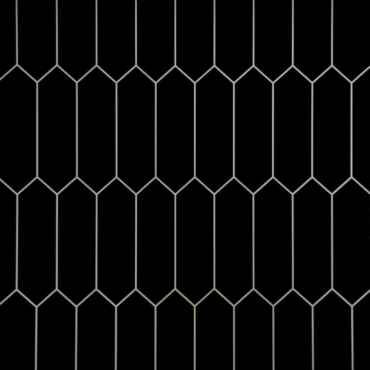 SUNWINGS Picket Black 11-in x 12-in Matte Composite Hexagon Peel and stick Mosaic Wall Tile product image