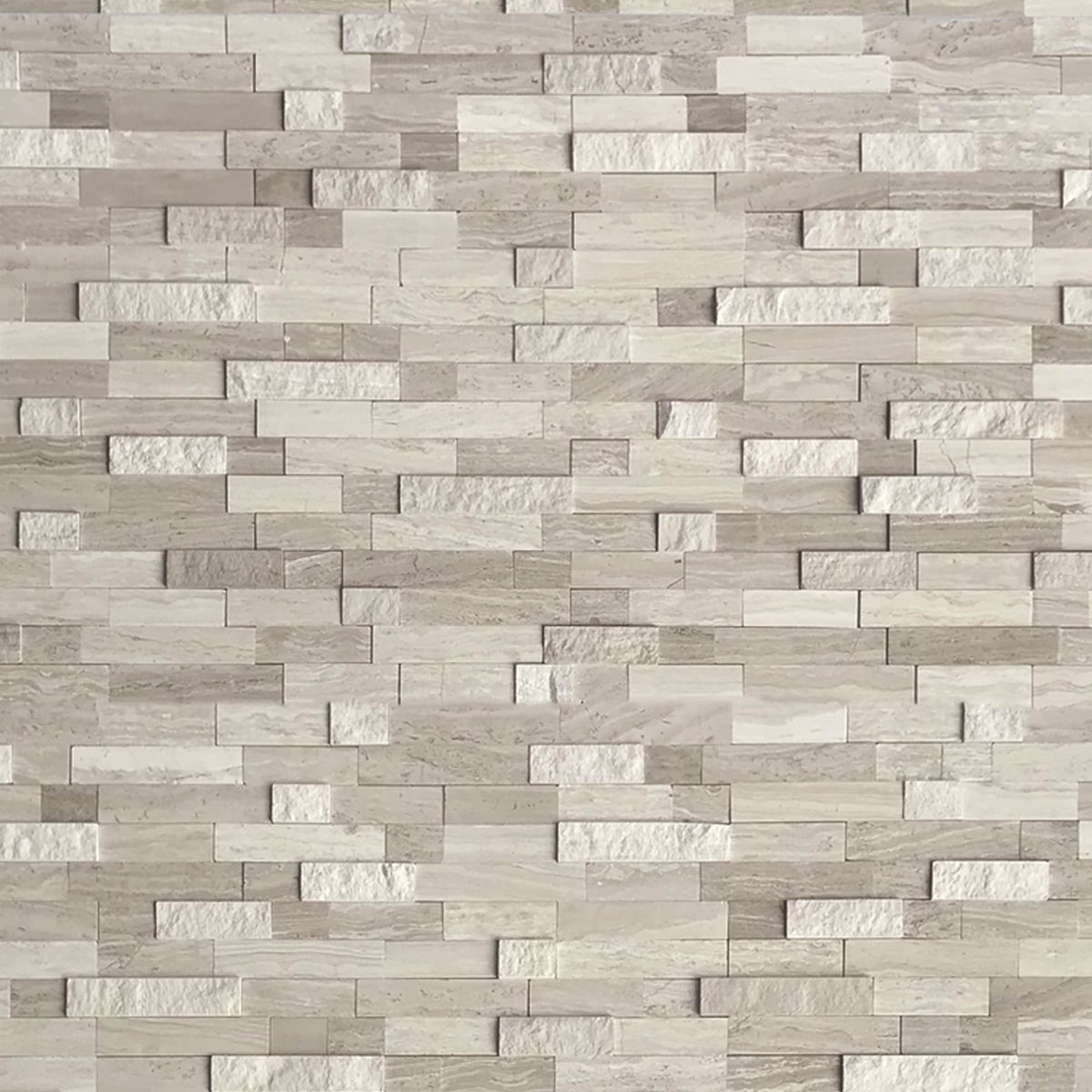 SUNWINGS 3D Stone Mixed Tan 11-in x 12-in Polished Natural stone Marble Peel and stick Mosaic Wall Tile product image
