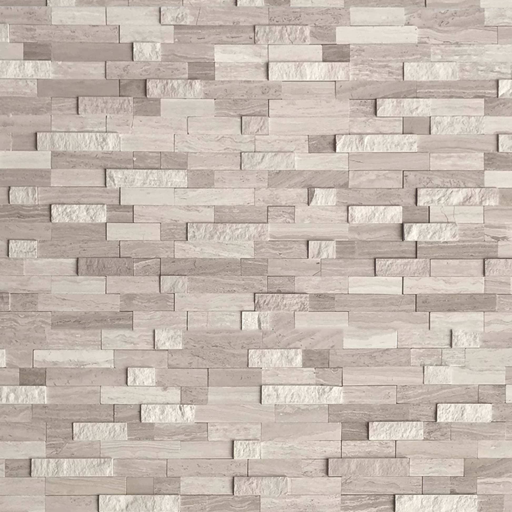 SUNWINGS 3D Stone Mixed Tan 11-in x 12-in Polished Natural stone Marble Peel and stick Mosaic Wall Tile product image