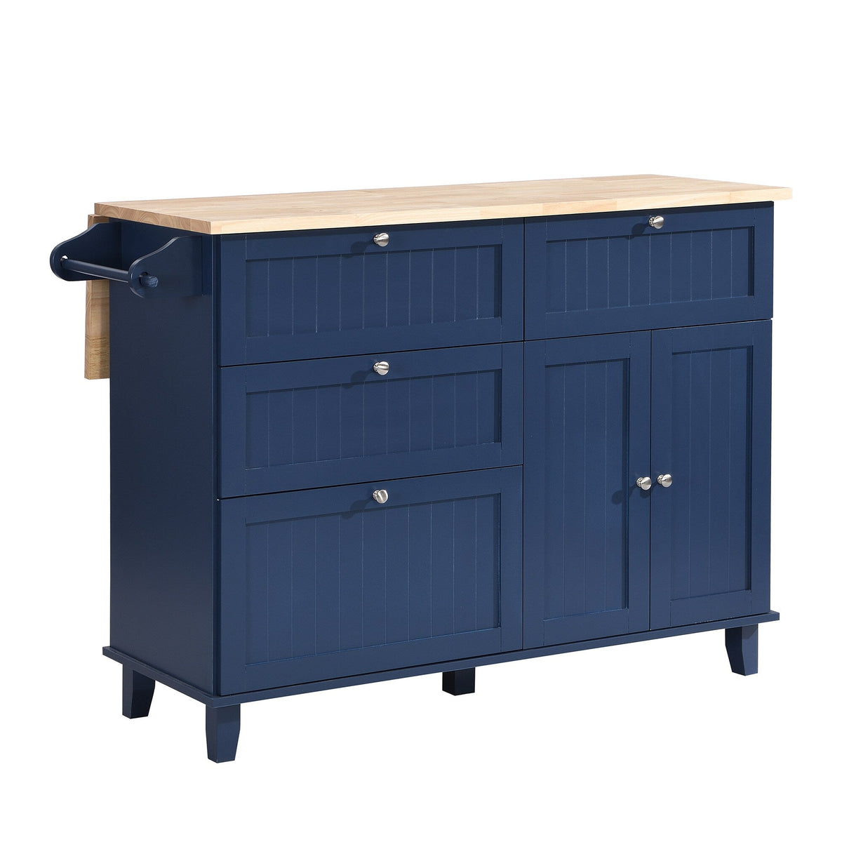 BABOOM Blue Wood Base with Wood Top Kitchen Island (29.5-in x 50.3-in x 36.6-in)