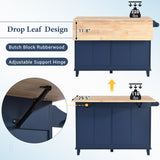 BABOOM Blue Wood Base with Wood Top Kitchen Island (29.5-in x 50.3-in x 36.6-in)