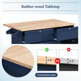 BABOOM Blue Wood Base with Wood Top Kitchen Island (29.5-in x 50.3-in x 36.6-in)