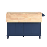 BABOOM Blue Wood Base with Wood Top Kitchen Island (29.5-in x 50.3-in x 36.6-in)