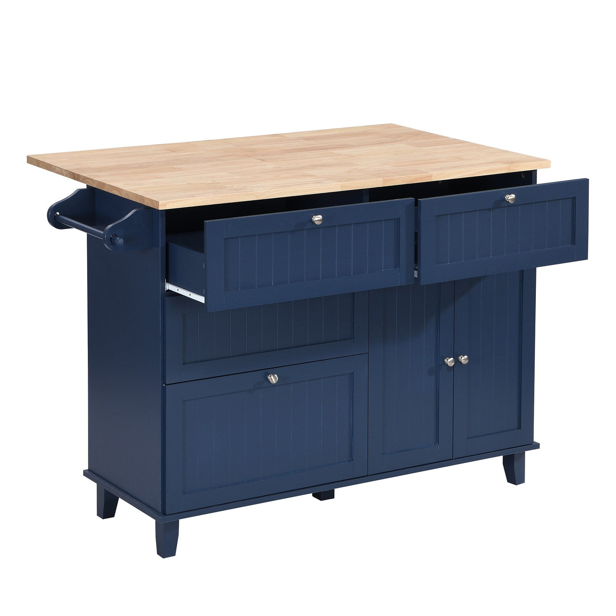 BABOOM Blue Wood Base with Wood Top Kitchen Island (29.5-in x 50.3-in x 36.6-in)
