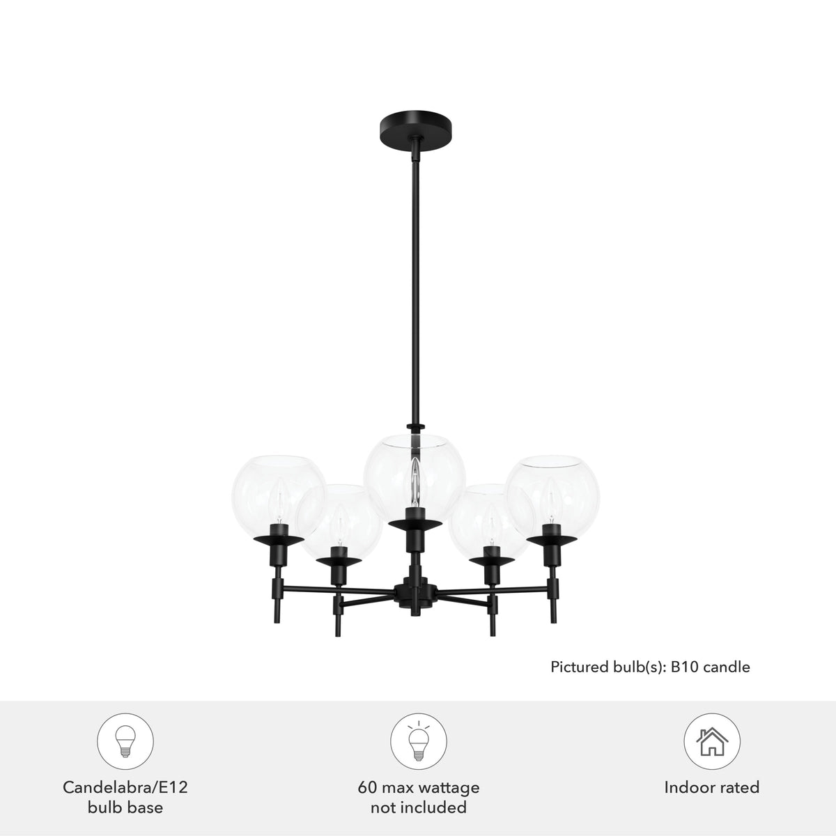 Hunter Xidane 5-Light Matte Black Mid-century Chandelier