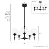 Hunter Xidane 5-Light Matte Black Mid-century Chandelier