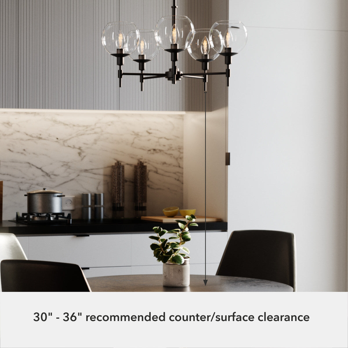 Hunter Xidane 5-Light Matte Black Mid-century Chandelier