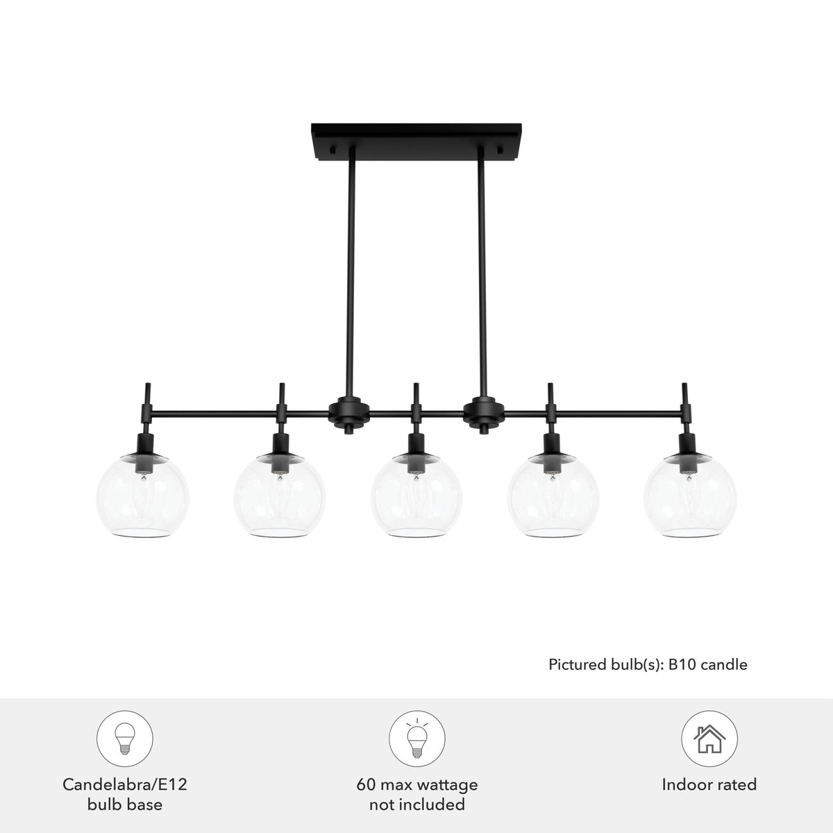 Hunter Xidane 5-Light Matte Black Mid-century Chandelier