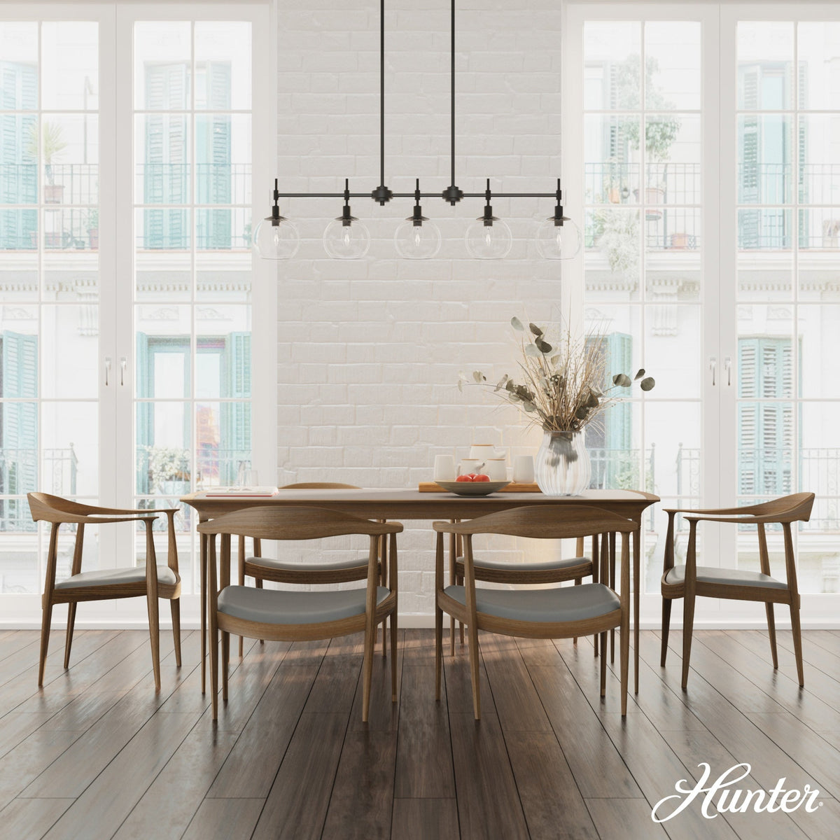 Hunter Xidane 5-Light Matte Black Mid-century Chandelier