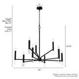 Hunter Sunjai 9-Light Matte Black Traditional Crystal Chandelier