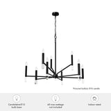 Hunter Sunjai 9-Light Matte Black Traditional Crystal Chandelier