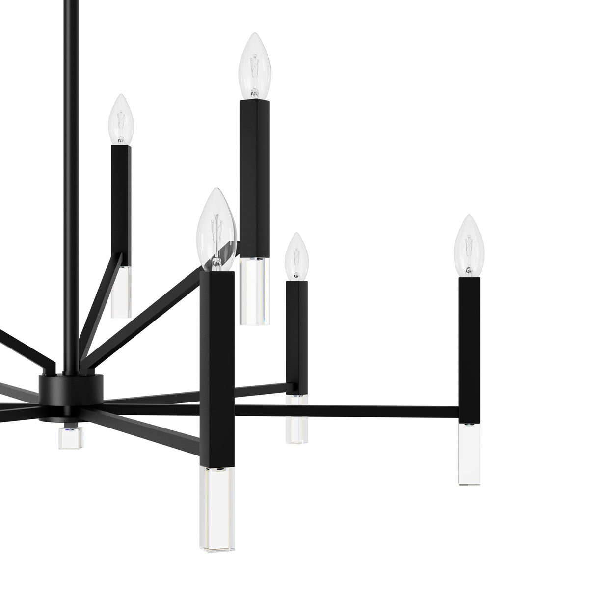 Hunter Sunjai 9-Light Matte Black Traditional Crystal Chandelier