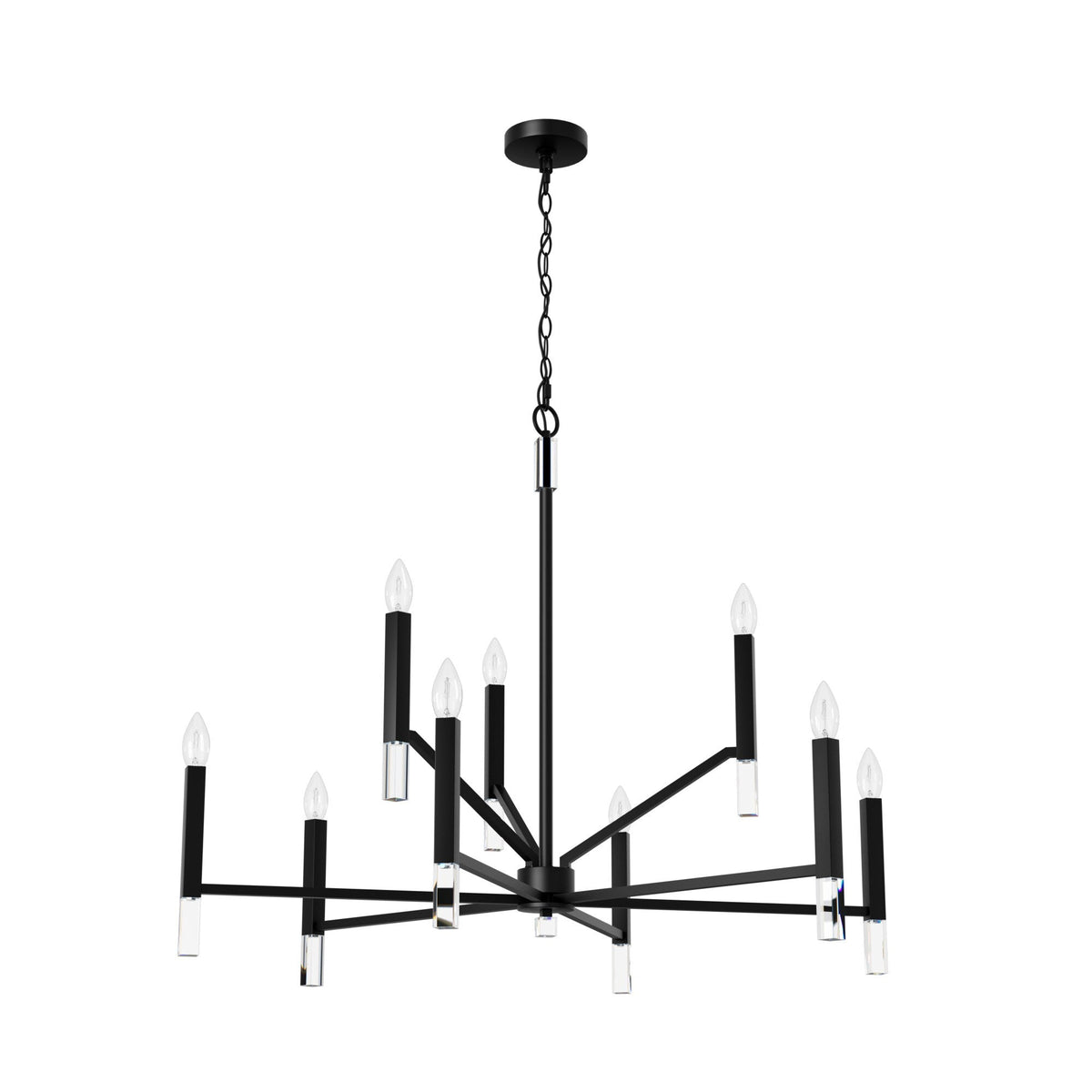 Hunter Sunjai 9-Light Matte Black Traditional Crystal Chandelier