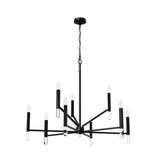 Hunter Sunjai 9-Light Matte Black Traditional Crystal Chandelier