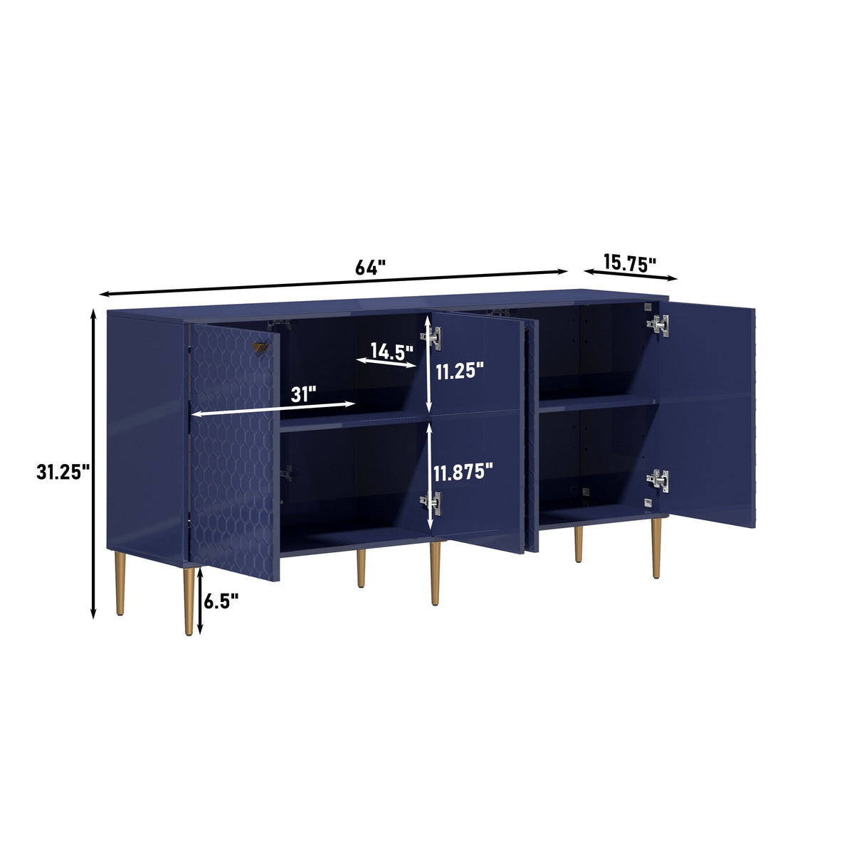 Clihome 15.75-in W x 31.25-in H Mdf Navy Freestanding Utility Storage Cabinet