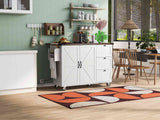 Runesay White Mdf Base with Mdf Wood Top Rolling Kitchen Island (28.75-in x 54.5-in x 36.5-in)