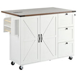 Runesay White Mdf Base with Mdf Wood Top Rolling Kitchen Island (28.75-in x 54.5-in x 36.5-in)