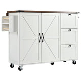 Runesay White Mdf Base with Mdf Wood Top Rolling Kitchen Island (28.75-in x 54.5-in x 36.5-in)
