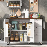 Runesay White Mdf Base with Mdf Wood Top Rolling Kitchen Island (28.75-in x 54.5-in x 36.5-in)