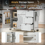 Runesay White Mdf Base with Mdf Wood Top Rolling Kitchen Island (28.75-in x 54.5-in x 36.5-in)