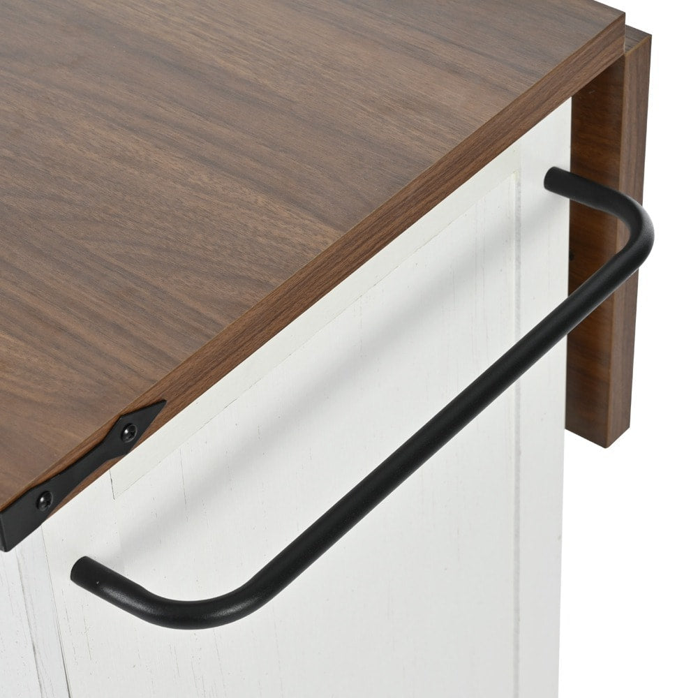 Runesay White Mdf Base with Mdf Wood Top Rolling Kitchen Island (28.75-in x 54.5-in x 36.5-in)