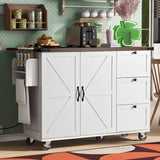 Runesay White Mdf Base with Mdf Wood Top Rolling Kitchen Island (28.75-in x 54.5-in x 36.5-in)