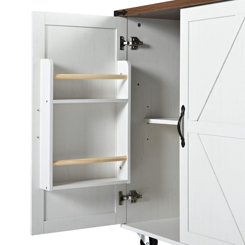 Runesay White Mdf Base with Mdf Wood Top Rolling Kitchen Island (28.75-in x 54.5-in x 36.5-in)