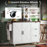 Runesay White Mdf Base with Mdf Wood Top Rolling Kitchen Island (28.75-in x 54.5-in x 36.5-in)