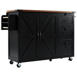 Runesay Black Mdf Base with Mdf Wood Top Rolling Kitchen Island (28.75-in x 54.5-in x 36.5-in)