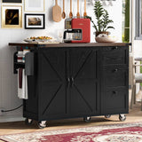 Runesay Black Mdf Base with Mdf Wood Top Rolling Kitchen Island (28.75-in x 54.5-in x 36.5-in)
