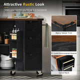 Runesay Black Mdf Base with Mdf Wood Top Rolling Kitchen Island (28.75-in x 54.5-in x 36.5-in)