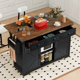 Runesay Black Mdf Base with Mdf Wood Top Rolling Kitchen Island (28.75-in x 53.75-in x 36.5-in)