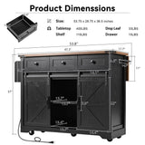Runesay Black Mdf Base with Mdf Wood Top Rolling Kitchen Island (28.75-in x 53.75-in x 36.5-in)