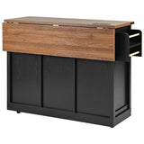 Runesay Black Mdf Base with Mdf Wood Top Rolling Kitchen Island (28.75-in x 53.75-in x 36.5-in)
