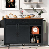 Runesay Black Mdf Base with Mdf Wood Top Rolling Kitchen Island (28.75-in x 53.75-in x 36.5-in)