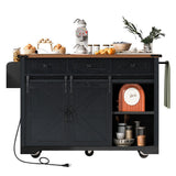 Runesay Black Mdf Base with Mdf Wood Top Rolling Kitchen Island (28.75-in x 53.75-in x 36.5-in)