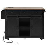 Runesay Black Mdf Base with Mdf Wood Top Rolling Kitchen Island (28.75-in x 53.75-in x 36.5-in)