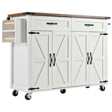 Runesay White Mdf Base with Mdf Wood Top Rolling Kitchen Island (28.75-in x 53.5-in x 36.5-in)